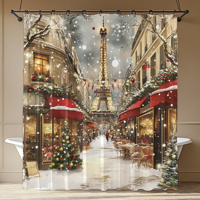 Elegant Christmas in Paris Holiday  Duschvorhang (Elegant Christmas in Paris Holiday Shower Curtain)