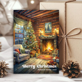 Elegant Christmas interior card watercolor holiday Feiertagskarte