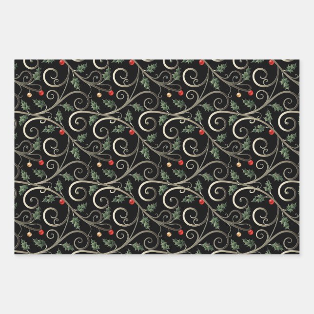 Elegant Christmas Night – Luxe Wrapping Paper Set Geschenkpapier Set (Vorderseite)