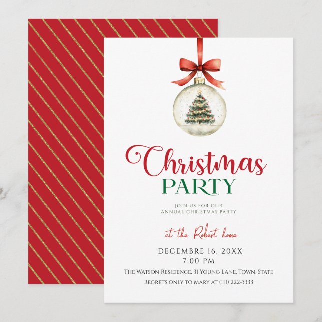 Elegant Christmas ornament  Holiday Party  Einladung (Vorne/Hinten)