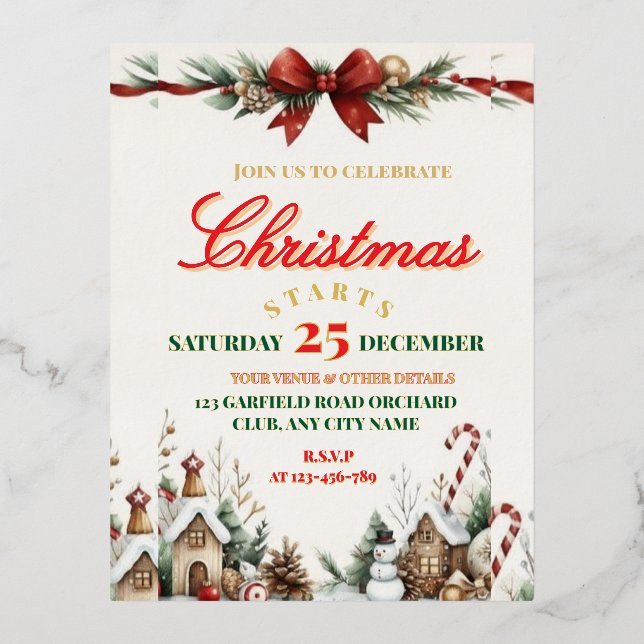 Elegant Christmas Party Invitation (Recto)