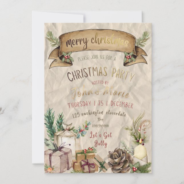 Elegant Christmas Party Invitation (Vorderseite)