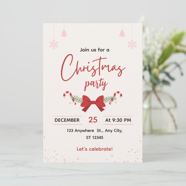 Elegant Christmas Party Invitation Einladung (Stehend Vorderseite)
