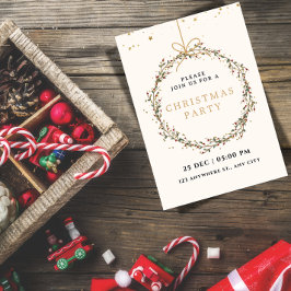 Elegant Christmas Party Invitation with Wreath  Einladung