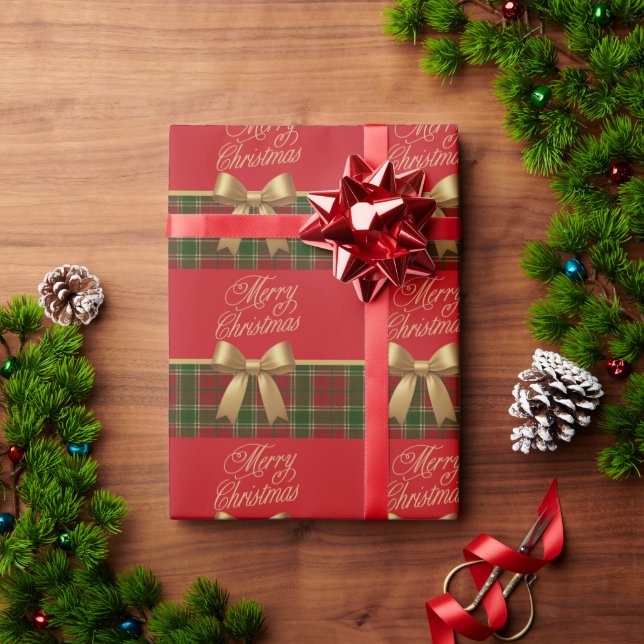 Elegant Christmas Plaid Wrapping Paper Geschenkpapier (Feiertagsgeschenk)