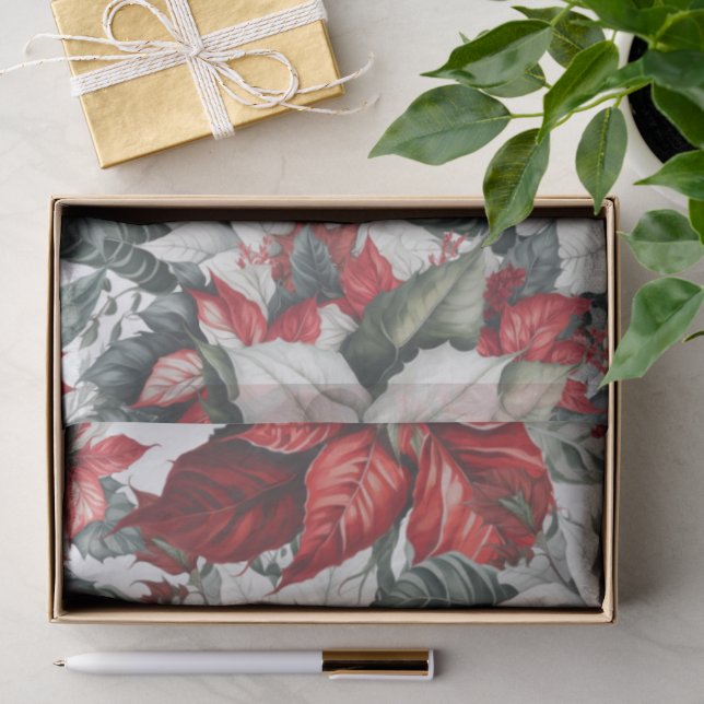 Elegant Christmas Pointsettias  Seidenpapier (Geschenk)