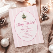 Elegant Christmas Tree Baby Shower Invitation