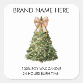 Elegant Christmas Tree | Candle Labels Quadratischer Aufkleber