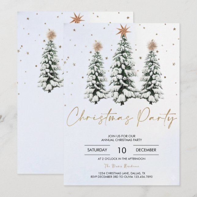 Elegant Christmas Tree Holiday Party Invitation (Devant / Derrière)