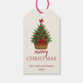 Elegant Christmas Tree – Red Ribbon  Geschenkanhänger