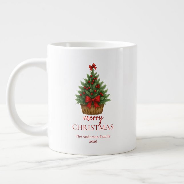 Elegant Christmas Tree – Red Ribbon  Jumbo-Tasse (Links)