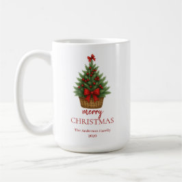 Elegant Christmas Tree – Red Ribbon  Kaffeetasse