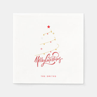 Elegant Christmas Tree Typography Script Paper Serviette