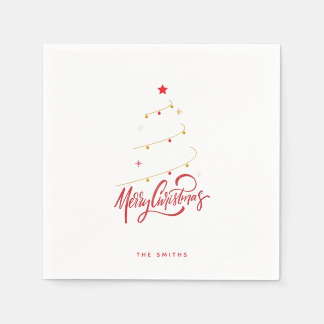 Elegant Christmas Tree Typography Script Paper Serviette (Vorderseite)