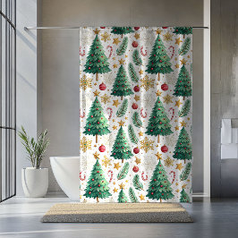 Elegant Christmas Trees Minimalist Shower Curtain Duschvorhang