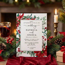 Elegant Christmas Wedding Invitation Poinsettia Einladung