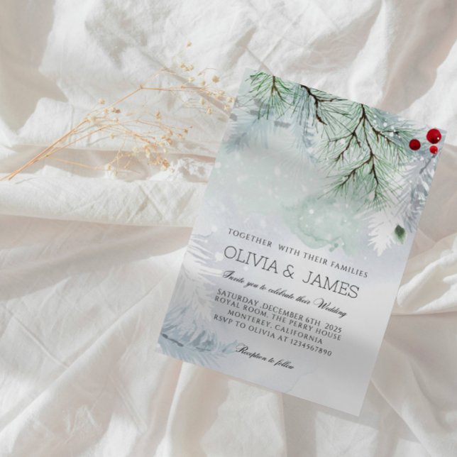 Elegant Christmas Wedding-Red &Green Holiday Party Einladung (Von Creator hochgeladen)