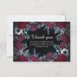 Elegant Christmas Winter Floral Wedding Thank You Dankeskarte