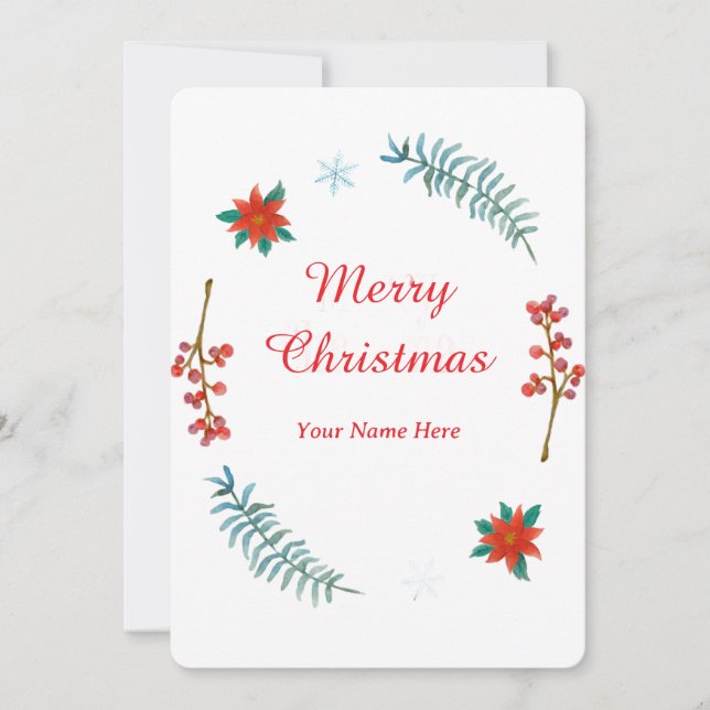 Elegant Christmas Wreath Invitation (Devant)