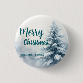 Elegant Christmas Xmas winter pine tree forest Hol Button