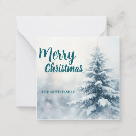 Elegant Christmas Xmas winter pine tree forest Hol Mitteilungskarte