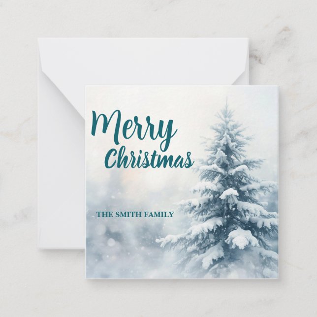 Elegant Christmas Xmas winter pine tree forest Hol Mitteilungskarte (Vorderseite)