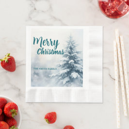 Elegant Christmas Xmas winter pine tree forest Hol Serviette