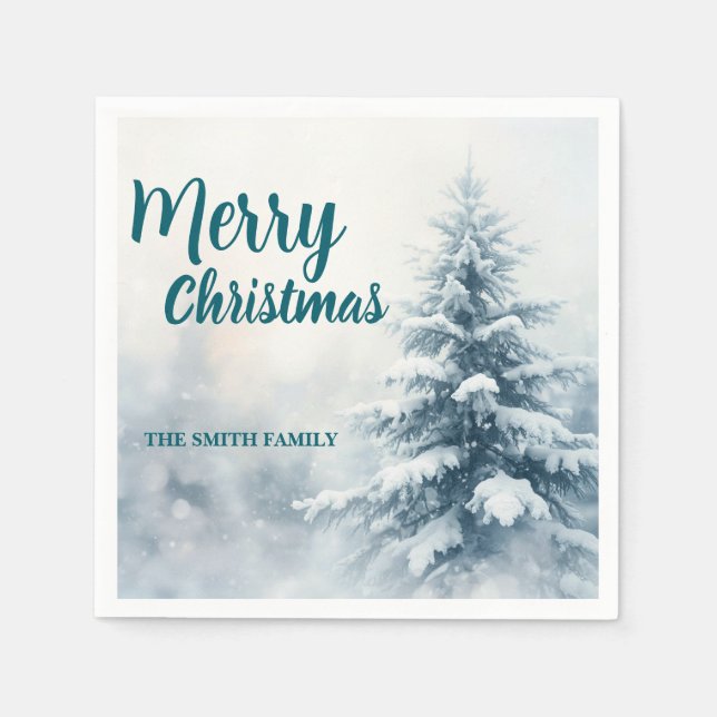 Elegant Christmas Xmas winter pine tree forest Hol Serviette (Vorderseite)