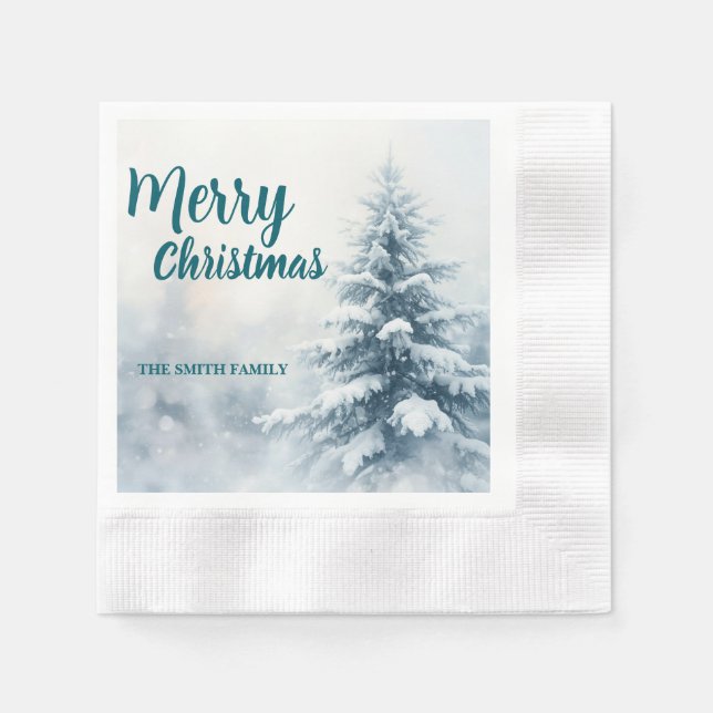 Elegant Christmas Xmas winter pine tree forest Hol Serviette (Vorderseite)