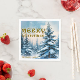 Elegant Christmas Xmas winter pine tree forest Hol Serviette