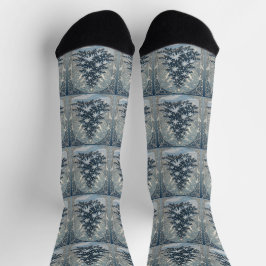 Elegant Christmas Yule Tree Snowflakes and Stars Socken