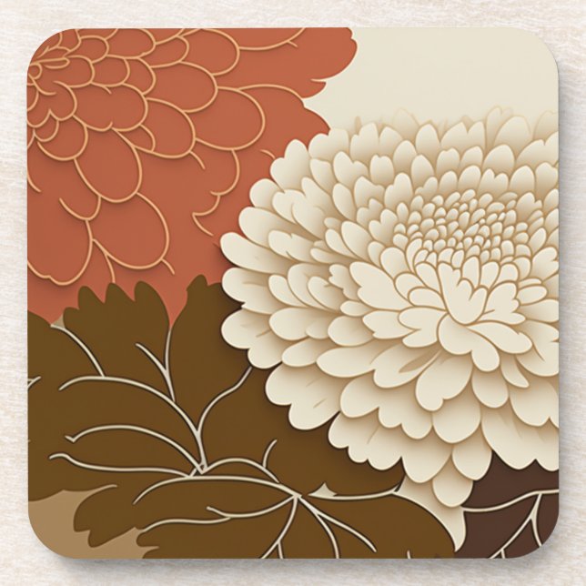Élégant Chrysanthème japonais Dessous de verre d'i (Devant)
