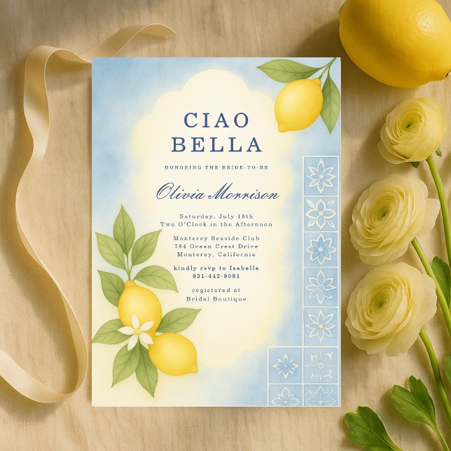 Elegant Ciao Bella Italian Bridal Shower Einladung (Von Creator hochgeladen)