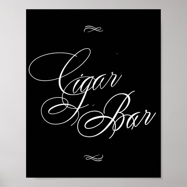 Elegant Cigar Bar White Calligraphy | Chic Table Poster (Vorne)