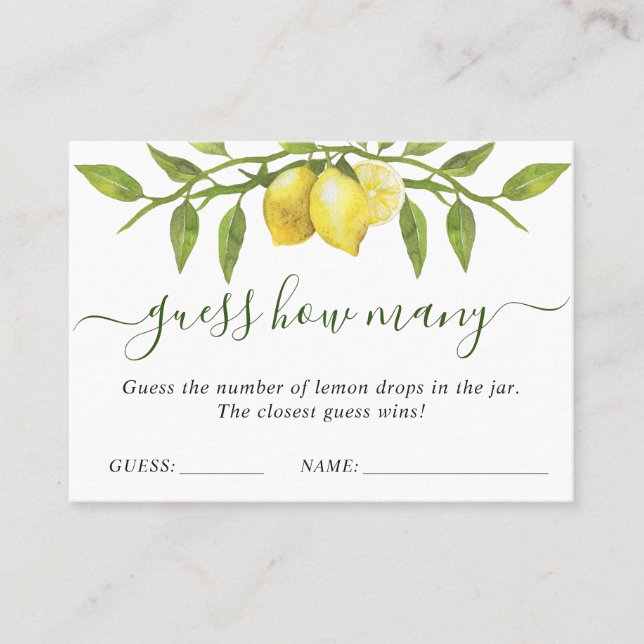 Élégant Citron Devine Combien De Carte De Jeu (Devant)