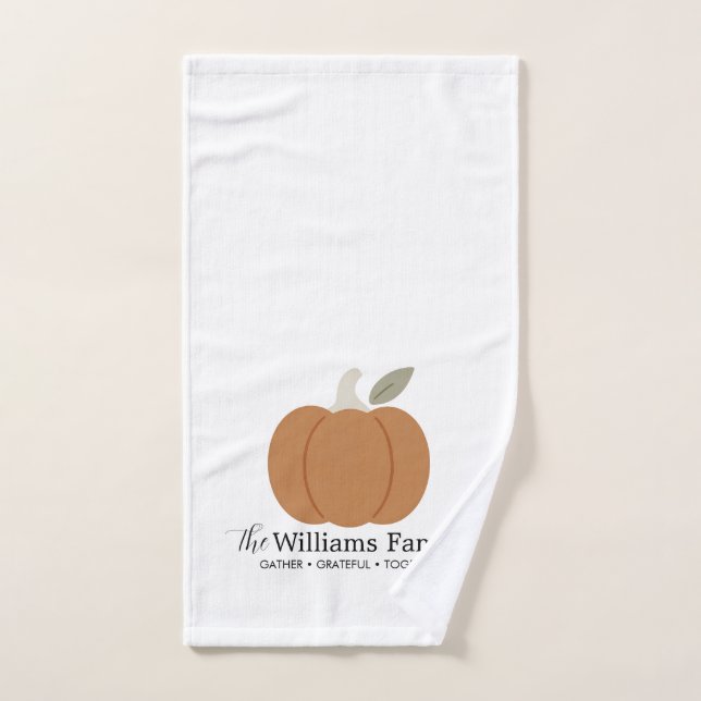 Élégant Citrouille Automne Nom de famille Thanksgi (Serviette à main)