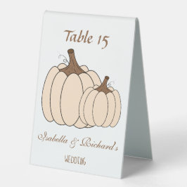 Élégant Citrouille crémeux signe de table Mariage