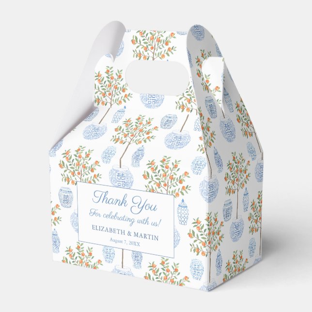 Elegant Citrus Blue White China Hochzeit Vielen Da Geschenkschachtel (Vorderseite)
