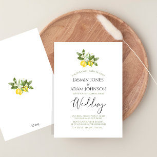 Elegant Citrus Lemon Greenerity Wedding Einladung