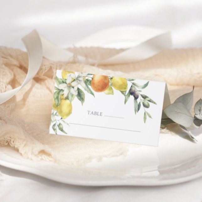 Elegant Citrus Orange Lemon Wedding Platzkarte (Von Creator hochgeladen)