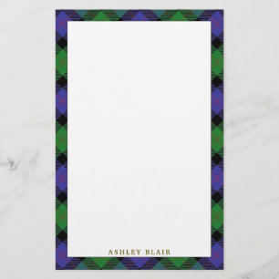 Elegant Clan Blair Tartan Kariert Briefpapier