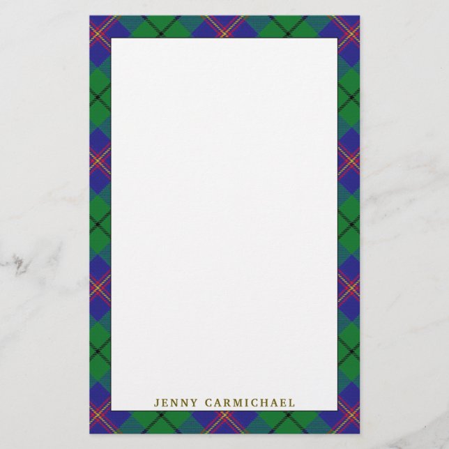 Elegant Clan Carmichael Tartan Kariert Briefpapier (Vorderseite)