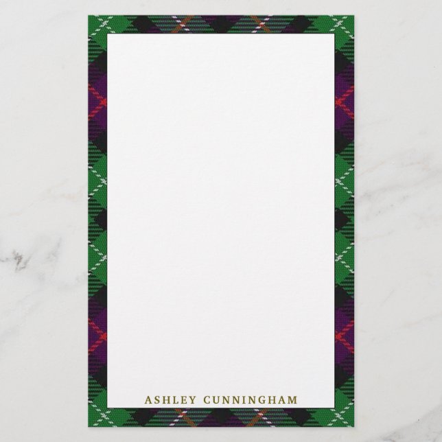 Elegant Clan Cunningham Tartan Kariert Briefpapier (Vorderseite)