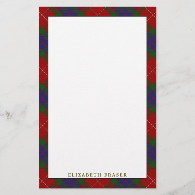 Elegant Clan Fraser Tartan Kariert Briefpapier (Vorderseite)