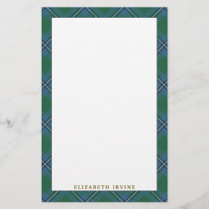 Elegant Clan Irvine Irwin Tartan Kariert Briefpapier