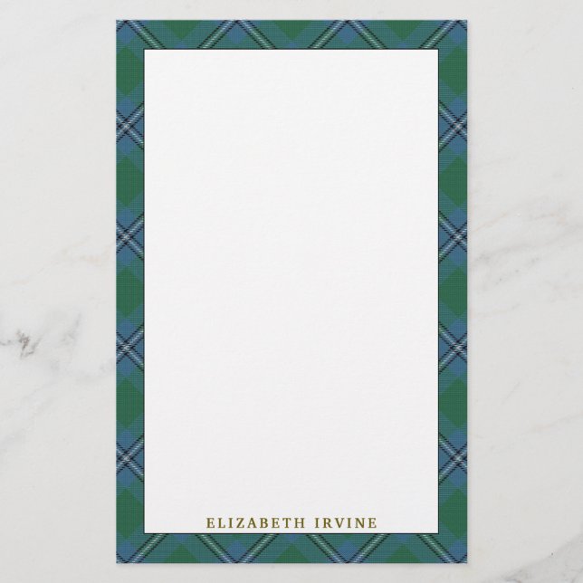 Elegant Clan Irvine Irwin Tartan Kariert Briefpapier (Vorderseite)