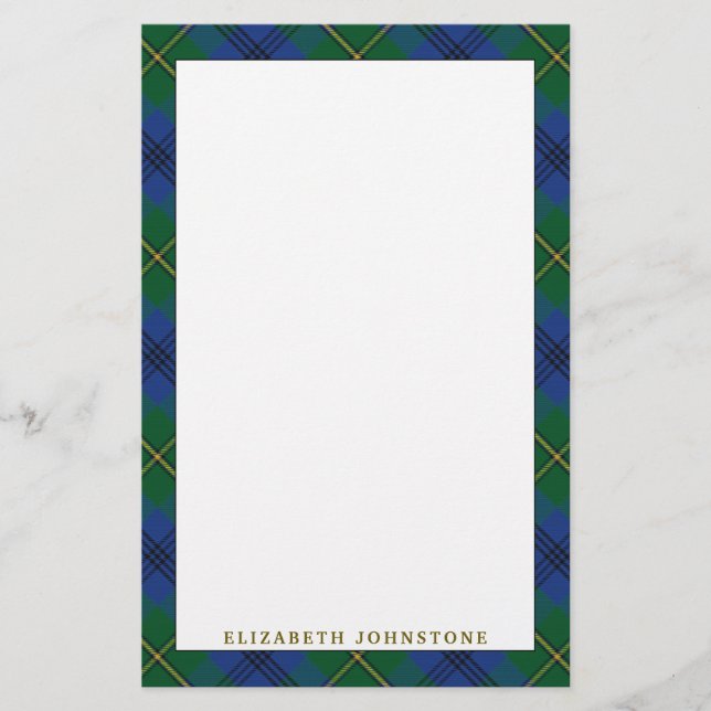 Elegant Clan Johnstone Johnston Tartan Kariert Briefpapier (Vorderseite)