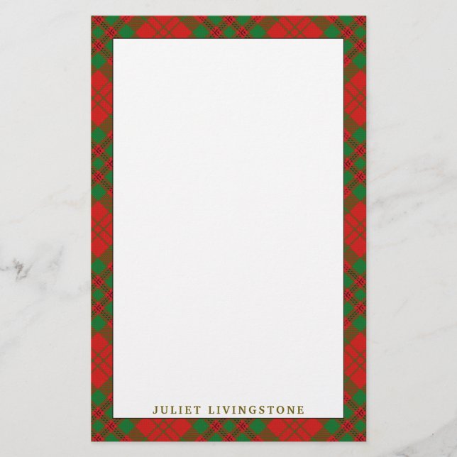 Elegant Clan Livingstone Tartan Kariert Briefpapier (Vorderseite)