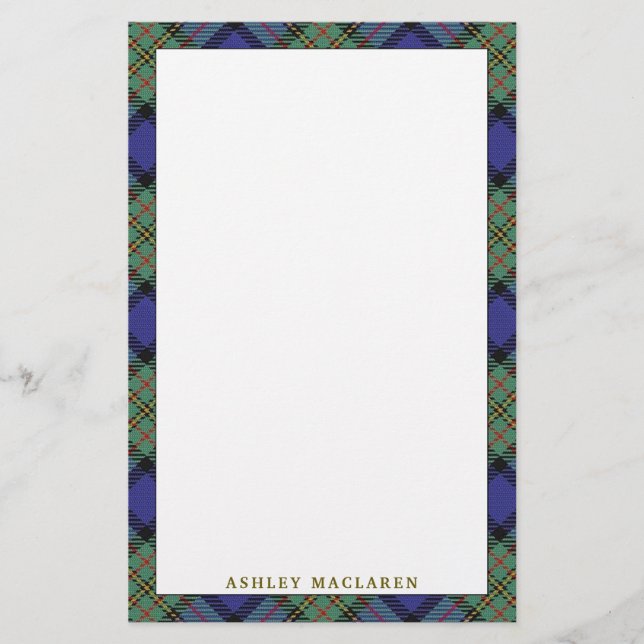 Elegant Clan MacLaren Tartan Kariert Briefpapier (Vorderseite)