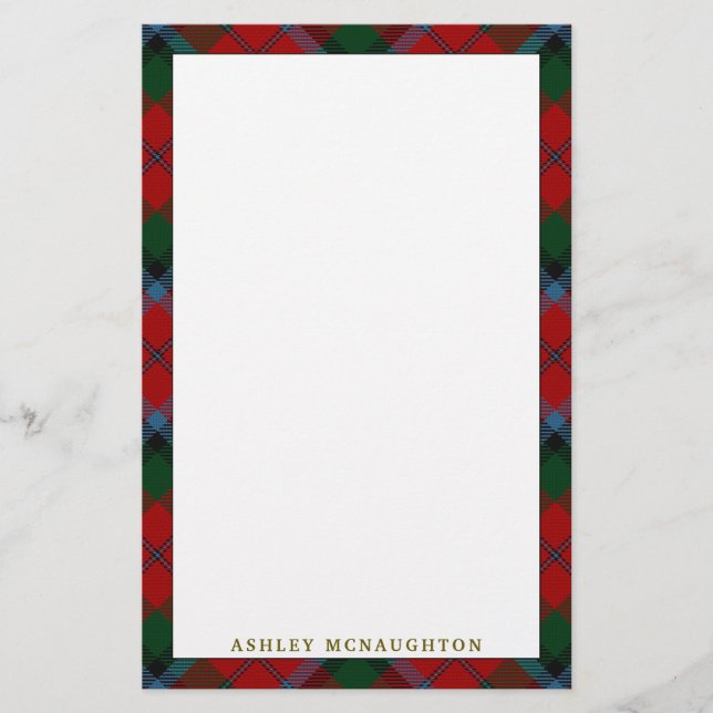 Elegant Clan MacNachtan MacNaughton Tartan Kariert Briefpapier (Vorderseite)